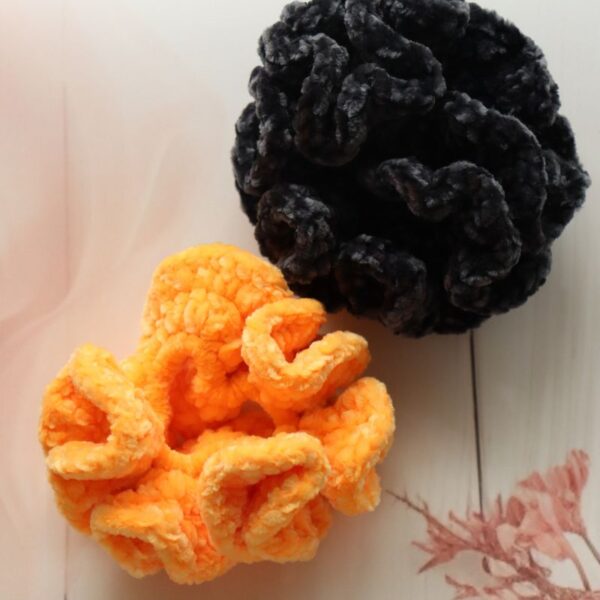 Yellow-and-black-velvet-scrunchie-combo