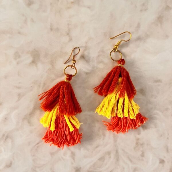 red-yellow-tassels-earrings