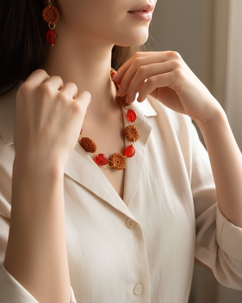 Crochet-orange-neck-set
