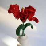 Crochet-red-iris-flower
