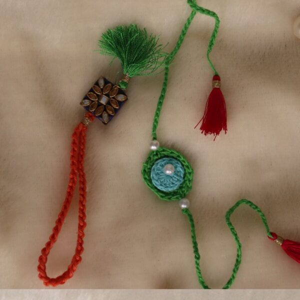 Green-Red-Crochet-Rakhi-Lumba-Set